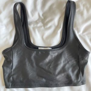 Topshop Leather Look Crop Top Petite Size 0
